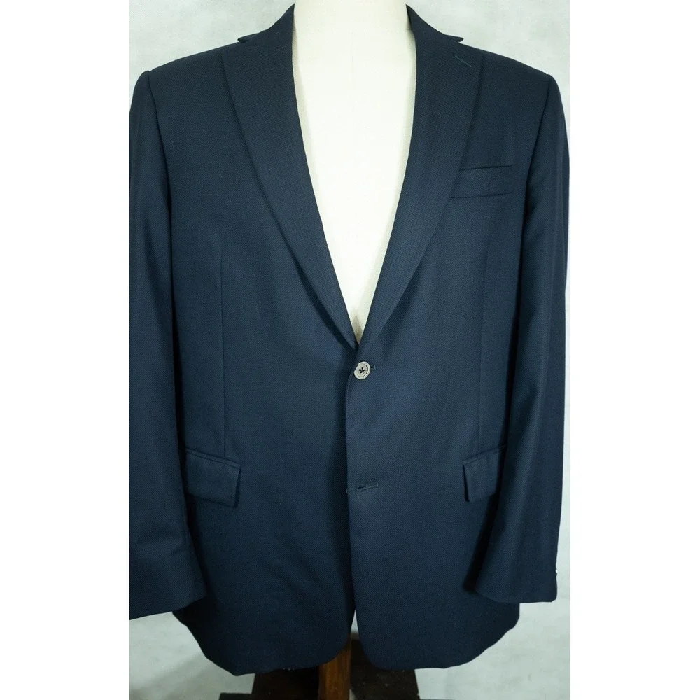 Hart Schaffner Marx Gold Trumpeter Mens Blazer Navy Blue 44L Sport Coat USA Made